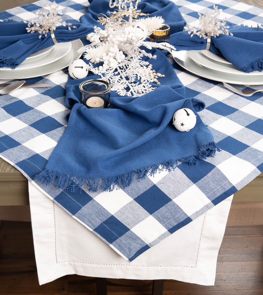 Navy Buffalo Check Tablecloth, 60"x104"