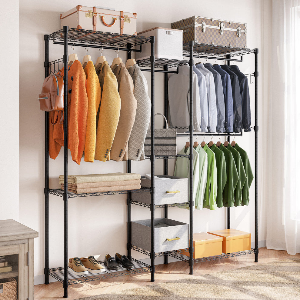 Dual Garment Rack, max load 748 LBS - Black