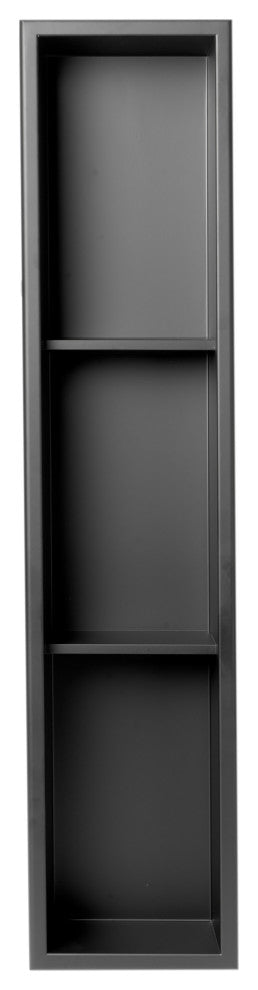 ALFI 8"x36" Black Matte Stainless Steel Vertical Triple Shelf Bath Shower Niche