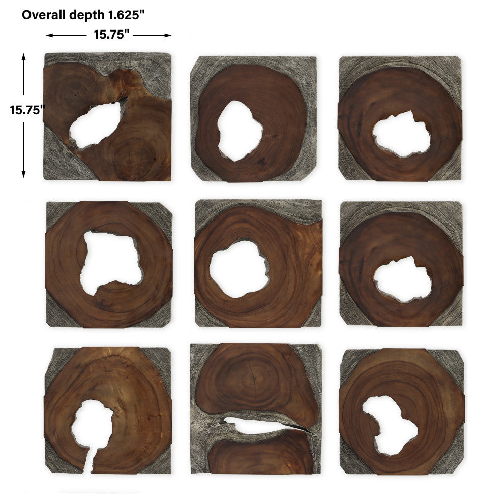 Uttermost Jungle Wood Paneled Wall Art, 9-Piece Set