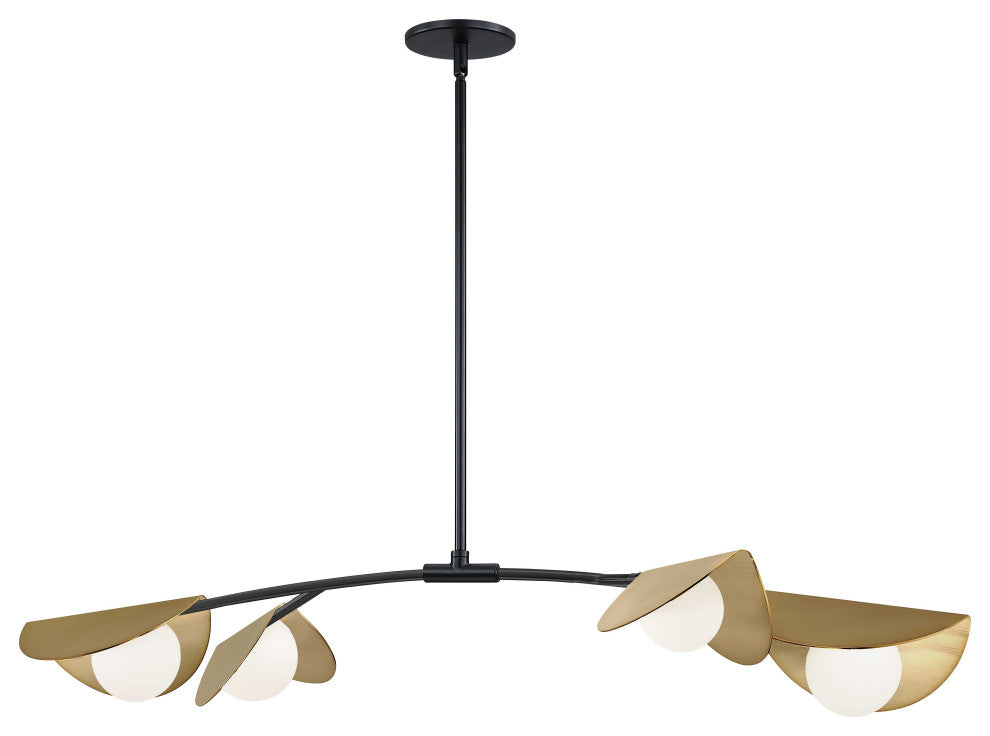 Emma Contemporary 4 Light Matte Black White Metal Pendant
