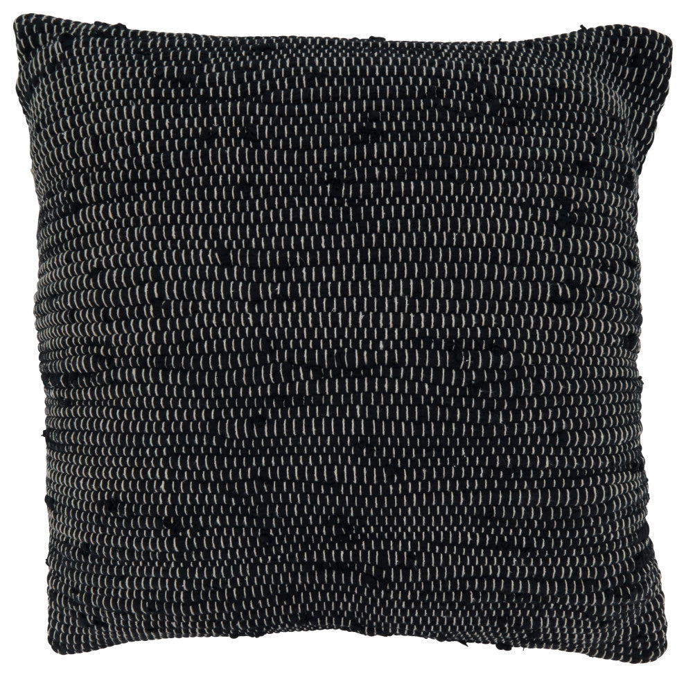 Down-Filled Throw Pillow With Chindi Design, 22"x22", Black