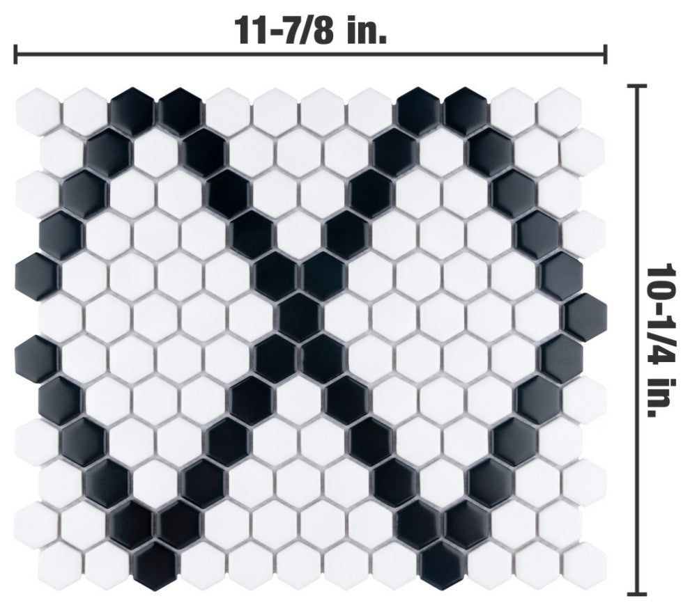 Metro Hex Diamond Porcelain Mosaic Tile Sample