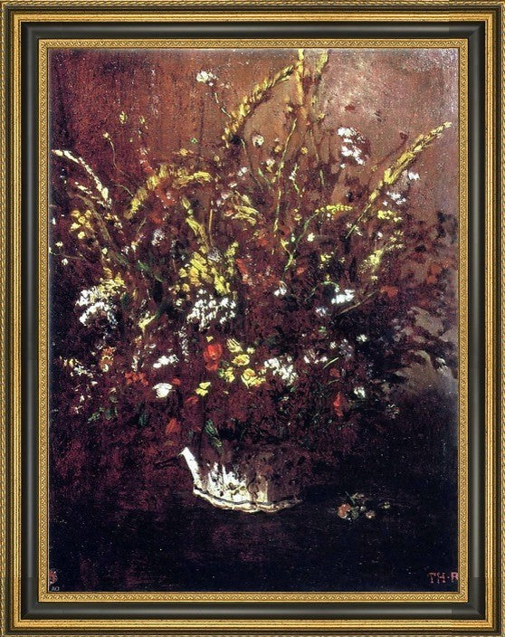 Theodore Rousseau Flower Study Framed Premium Canvas Print, 18"x24"