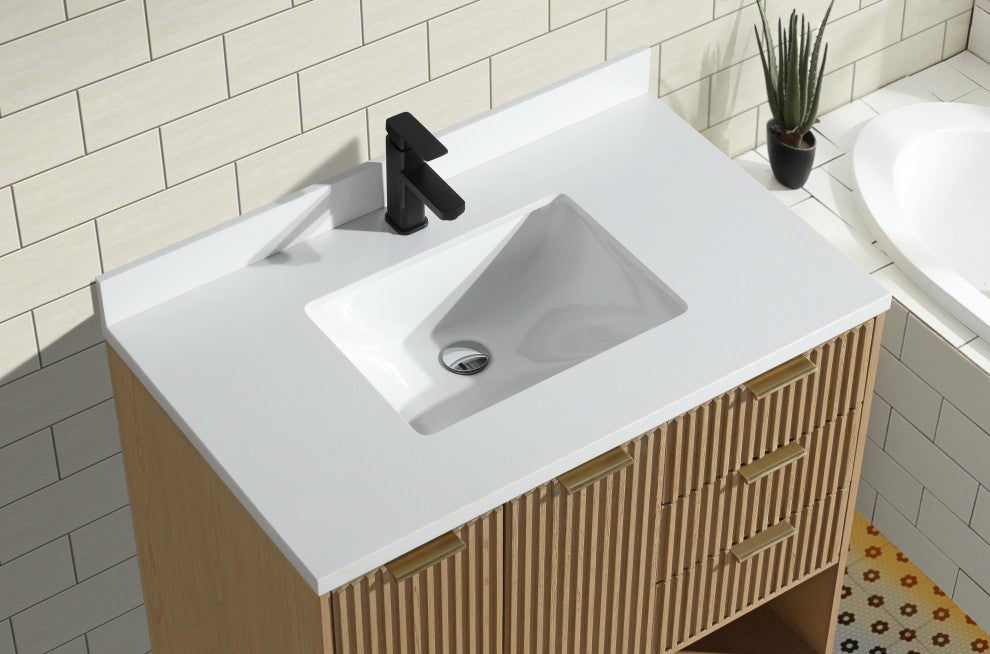 Ari Kitchen and Bath San Diego Bath Vanity, Oak, 36", Freestanding