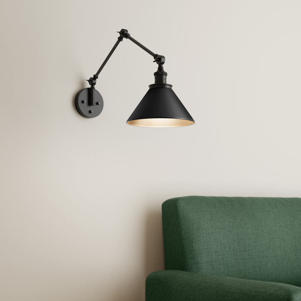 Edward 1 Light 10 in. Swing Arm Wall Lamp Plug In/Wall Mount