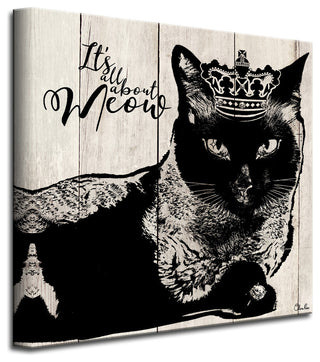 Ready2HangArt 'Meow' Wrapped Canvas Cat Wall Art, 30"x30"