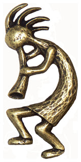 Kokopelli Left Facing Cabinet Pull, Antique Brass