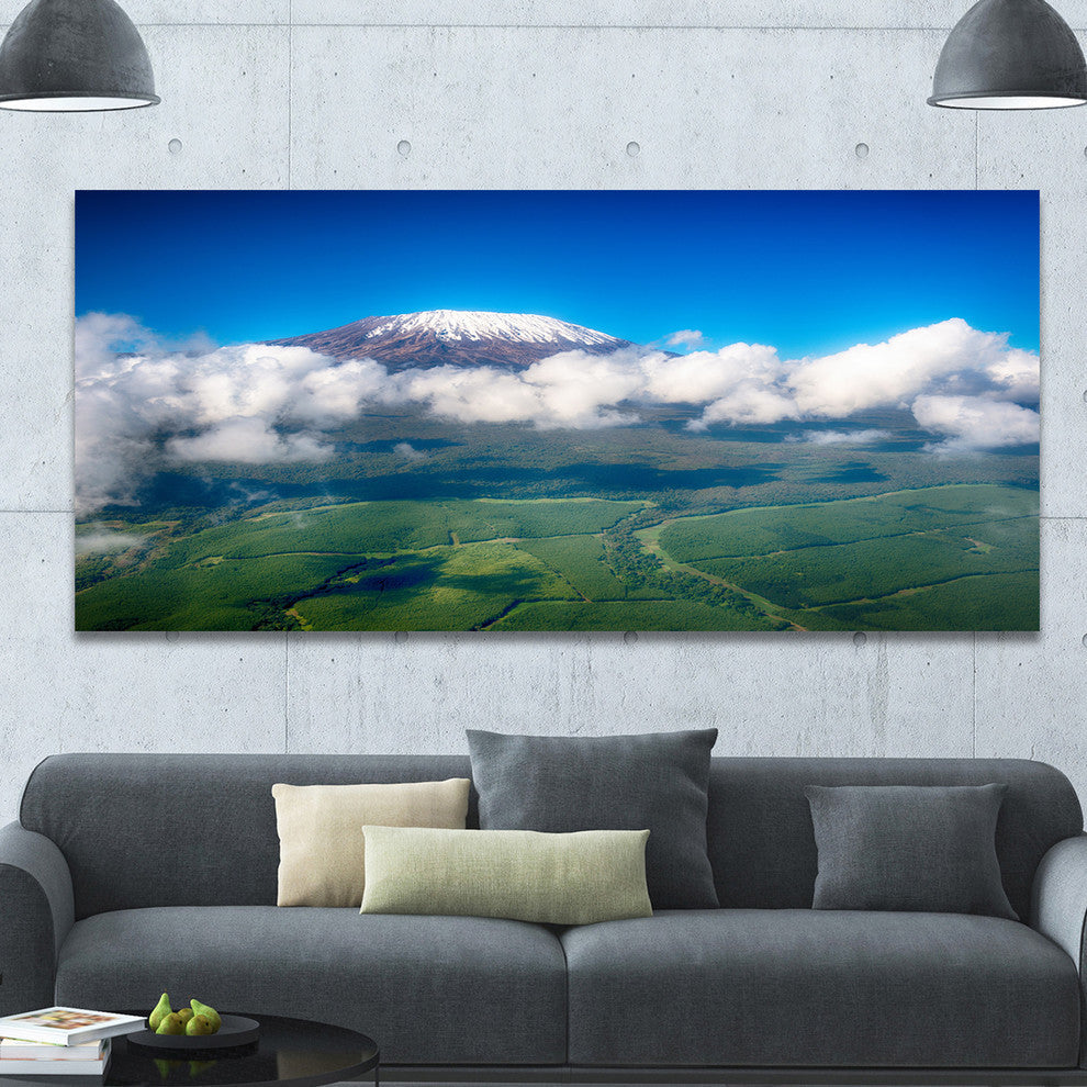 Aerial View of Mount Kilimanjaro, Large landscape Canvas Art Print, 60"x28"