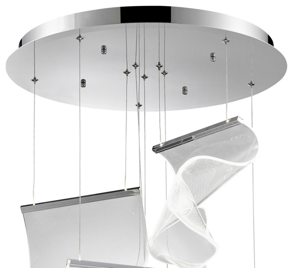 Acrylic Lace Light Dimmable Integrated LED Chandelier, 5 Light