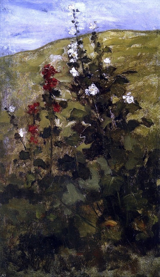 John Twachtman Hollyhocks, Gallery Wrapped Canvas Print, 18"x27"
