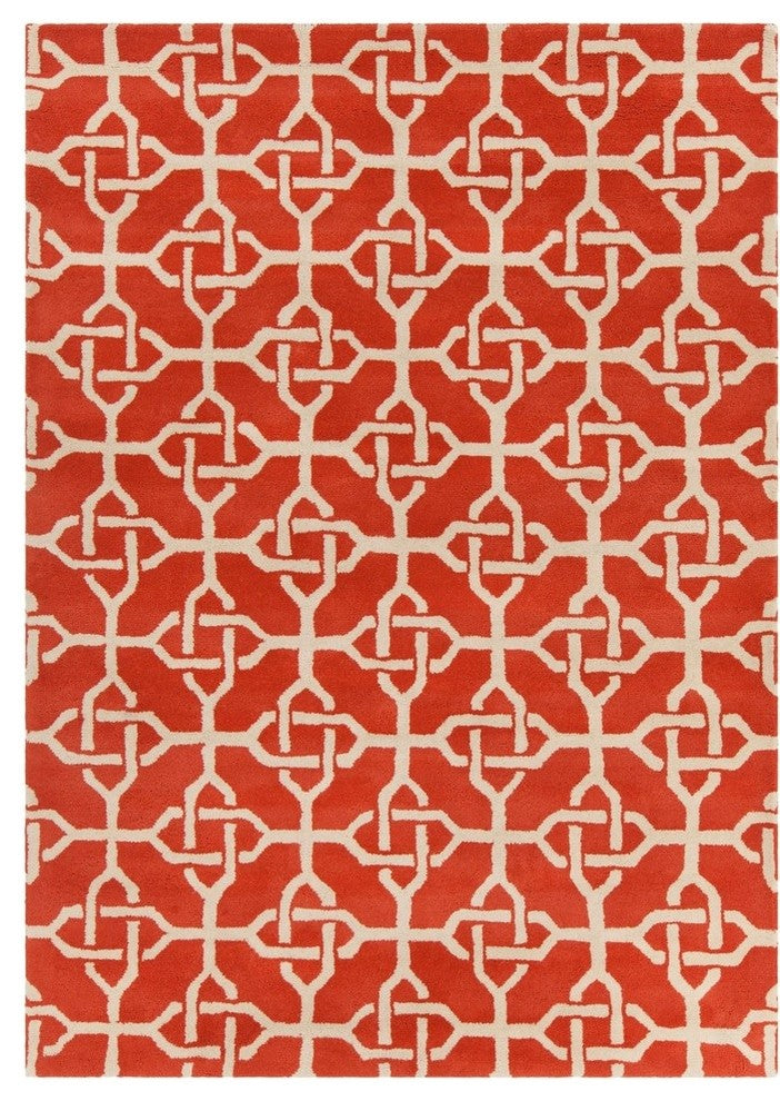 Davin Contemporary Area Rug, Orange and Cream, 5'x7'
