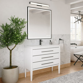 Celios Bathroom Vanity, White With Black Trim, 36", Single Sink, Freestanding