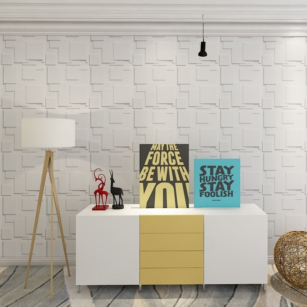 Art3d Decorative 3D Wall Tiles for Modern Wall Decor, White, Set of 12
