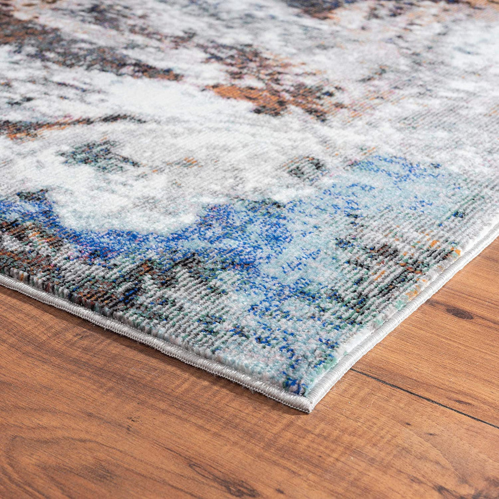 5" x 8" Gray Abstract Foliage Area Rug