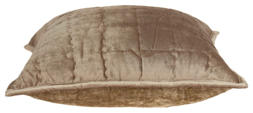 20" X 7" X 20" Transitional Taupe Solid Quilted Pillow Cover With Poly Insert