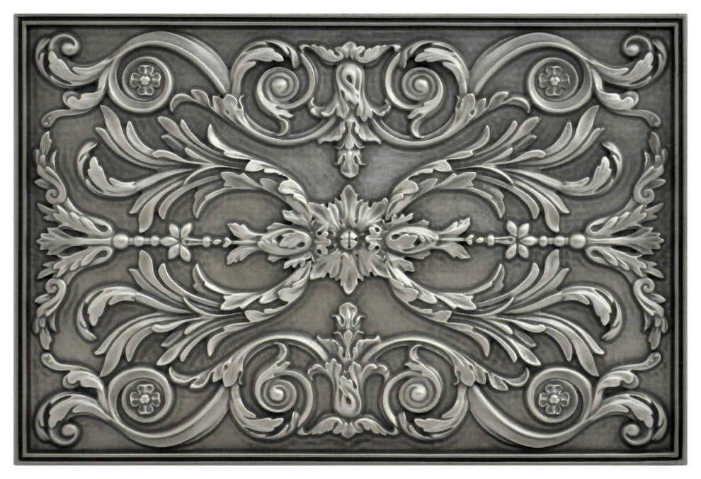 Viola Pewter Nickel Matte Finish 12" x 18" Hand Made Metal Mural Tile