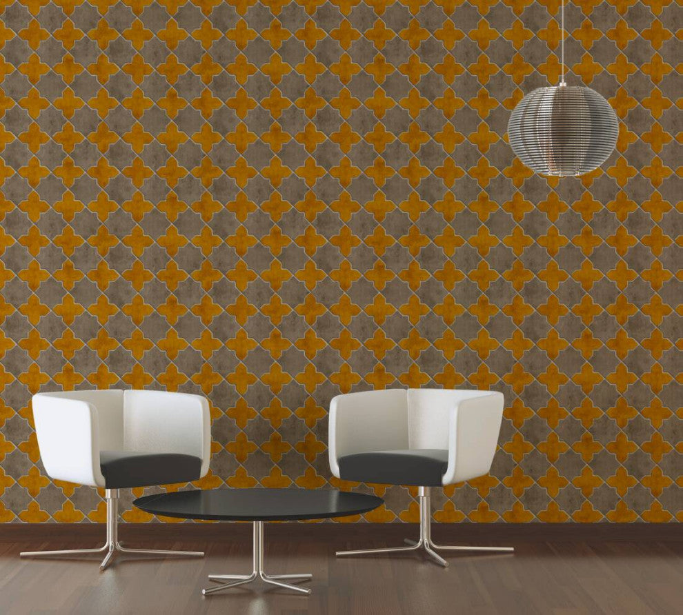 Mosaic Textured Wallpaper Featuring Star Shaped Tile, 374212