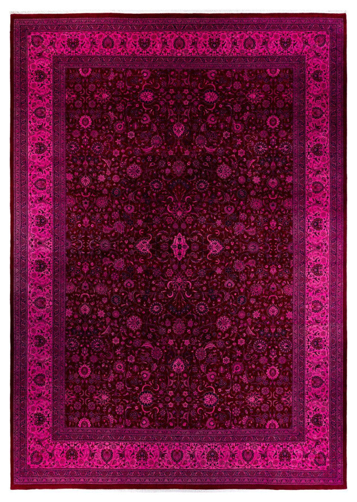Overdyed, One-of-a-Kind Hand-Knotted Area Rug Pink, 12'0"x16'10"