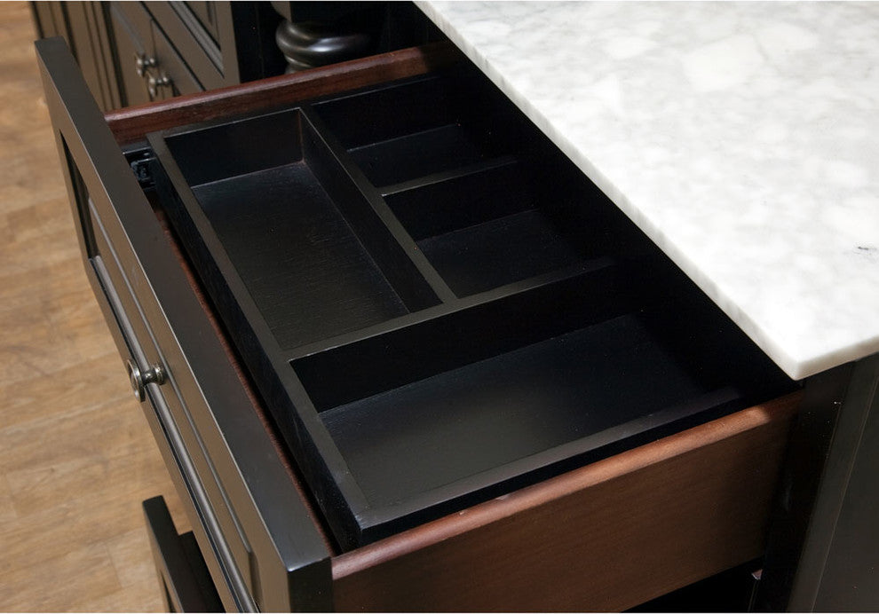 Parme 93" Single Vanity, Dark Mahogany With Marble Vanity Top, White