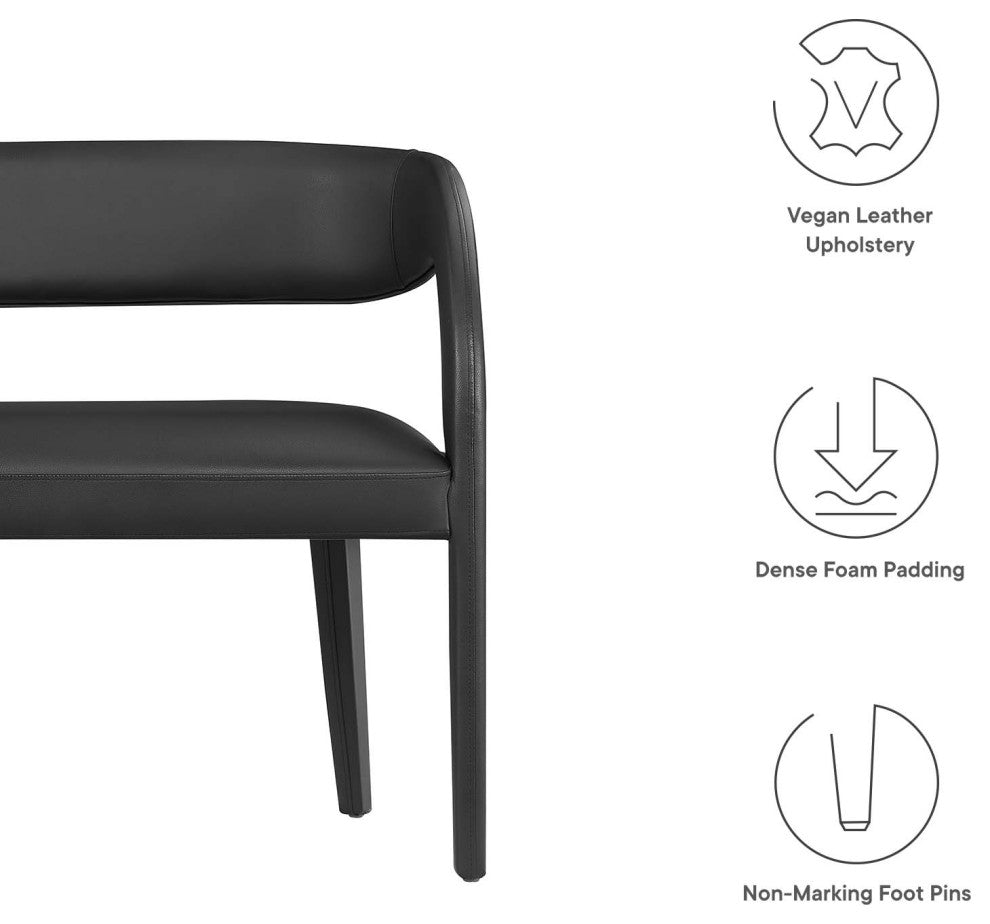 Pinnacle Vegan Leather Accent Bench, Black