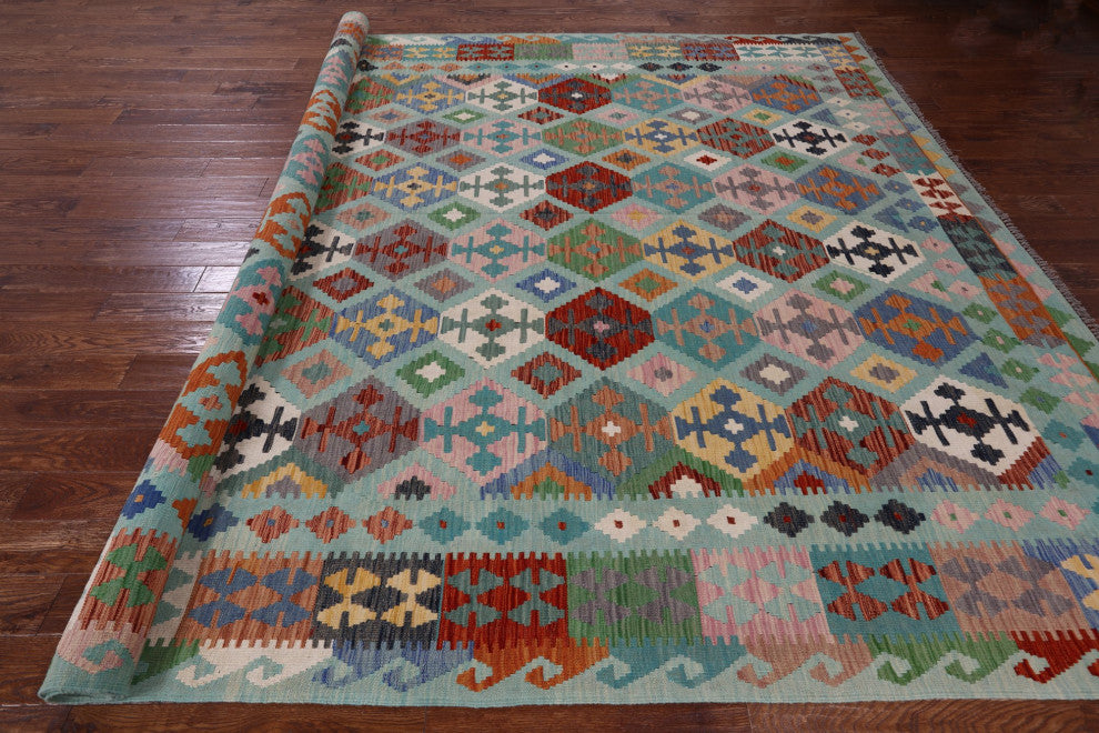 10' 2" X 16' 2" Kilim Flat Weave Wool On Wool Rug - Q12535