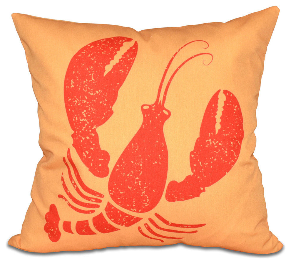 Lobster, Animal Print Pillow, Yellow, 18"x18"