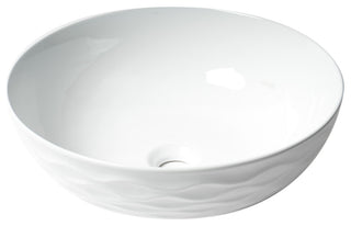 White 17" Decorative Round Vessel Above Mount Ceramic Sink