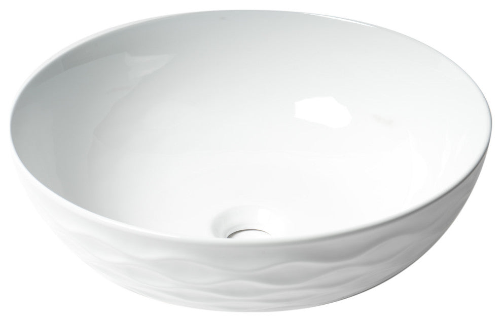 White 17" Decorative Round Vessel Above Mount Ceramic Sink