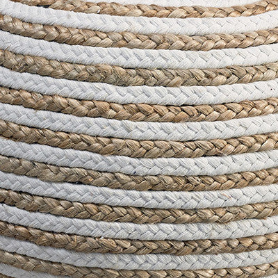 Natural Ivory Braided Pouf