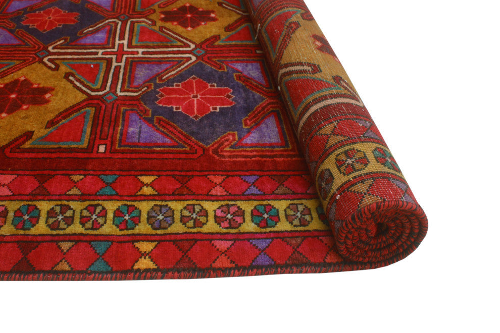 Vintage Distressed Keenan Red/Gold Runner, 4'8x10'7