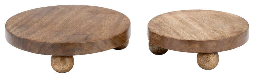 Wood, Set of 2 8/10"D Round Risers, Natural