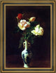 George Cochran Lambdin Roses in a Vase Framed Premium Canvas Print, 16"x24"