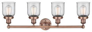 Small Bell 4-Light 34" Bath Vanity Light, Antique Copper Finish, Clear Shade