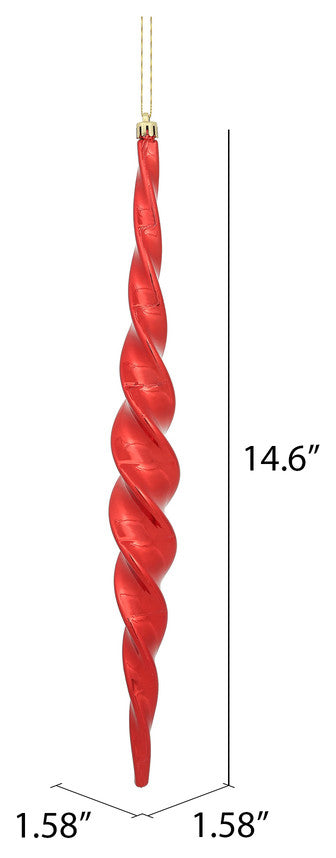 Vickerman N175103D 14.6" Red Shiny Spiral Icicle Christmas Ornament