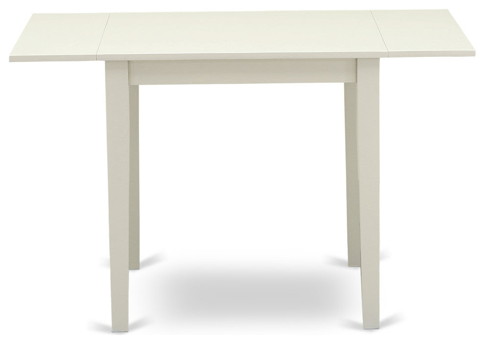 5Pc Dinette Set 4 Dining Chairs, Drops Leaves Dining Table, Linen White
