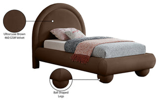 Madrid Upholstered Bed, Brown, Twin, Velvet