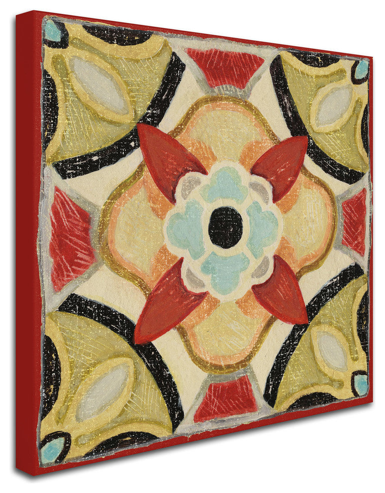 ''Bohemian Rooster Tile Square IV'' Canvas Art by Daphne Brissonnet