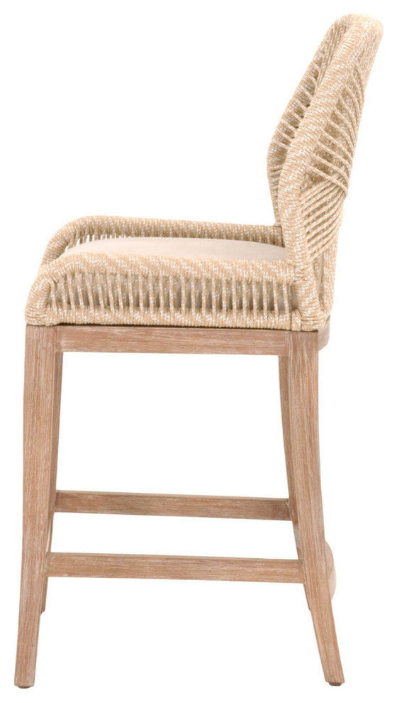 Wooven Upholstered Loom Counter Stool, Cream