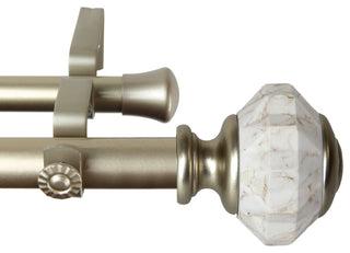 Jade 1" Diameter Double Curtain Rod, Gold, 66-120"