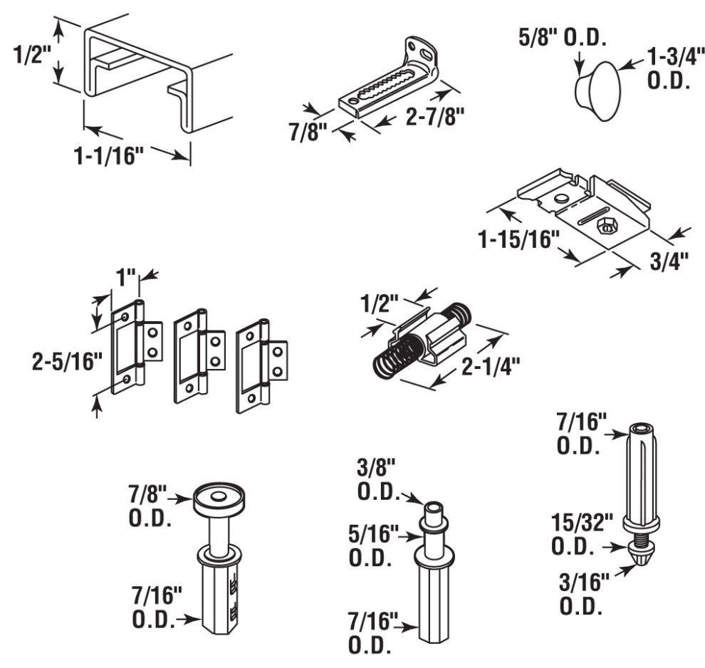 Bi-Fold Closet Track Kit, 36" Length, Steel Track, White, 1 Kit