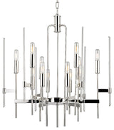 Bari, Twelve Light Chandelier, Polished Nickel Finish, Clear Glass