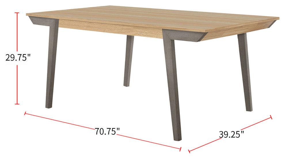 Rectangular Wood Dining Table, Natural Acacia and Gray