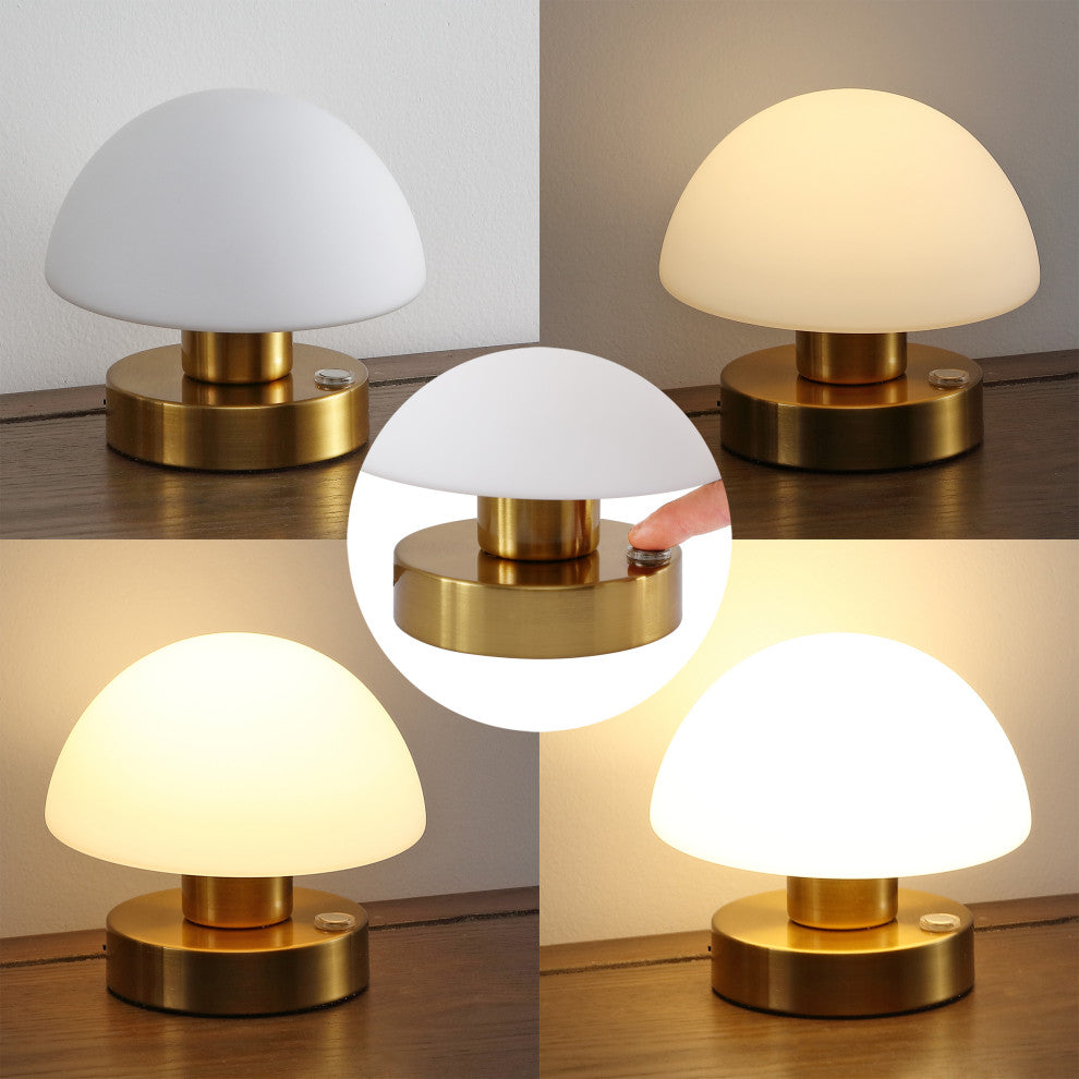 Zoe 5.75" Bohemian Farmhouse Iron Rechargeable Integrated LED Table Lamp, Gold