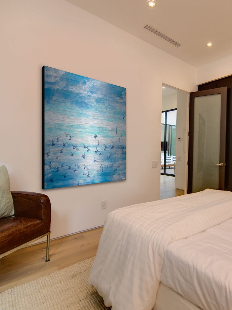 "Meadow Flock" Print on Brushed Aluminum, 32"x32"