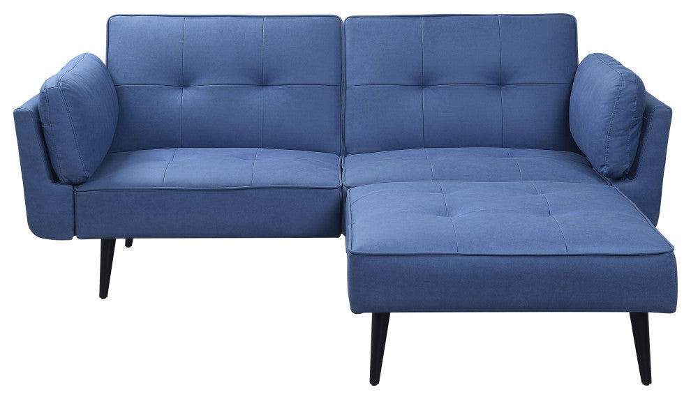 ACME Nafisa Adjustable Sofa and Ottoman, Blue Fabric