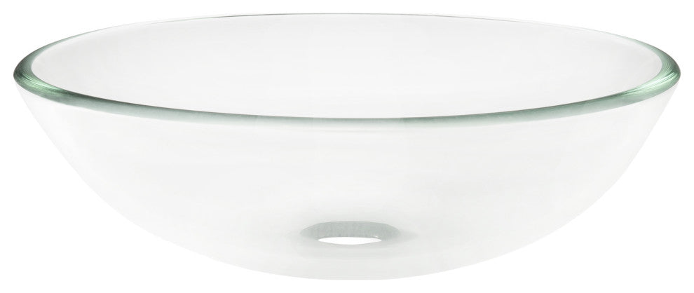 Bonificare TIG-8048 Clear Round Tempered Glass Vessel Bathroom Sink and Drain, Oil Rubbed Bronze