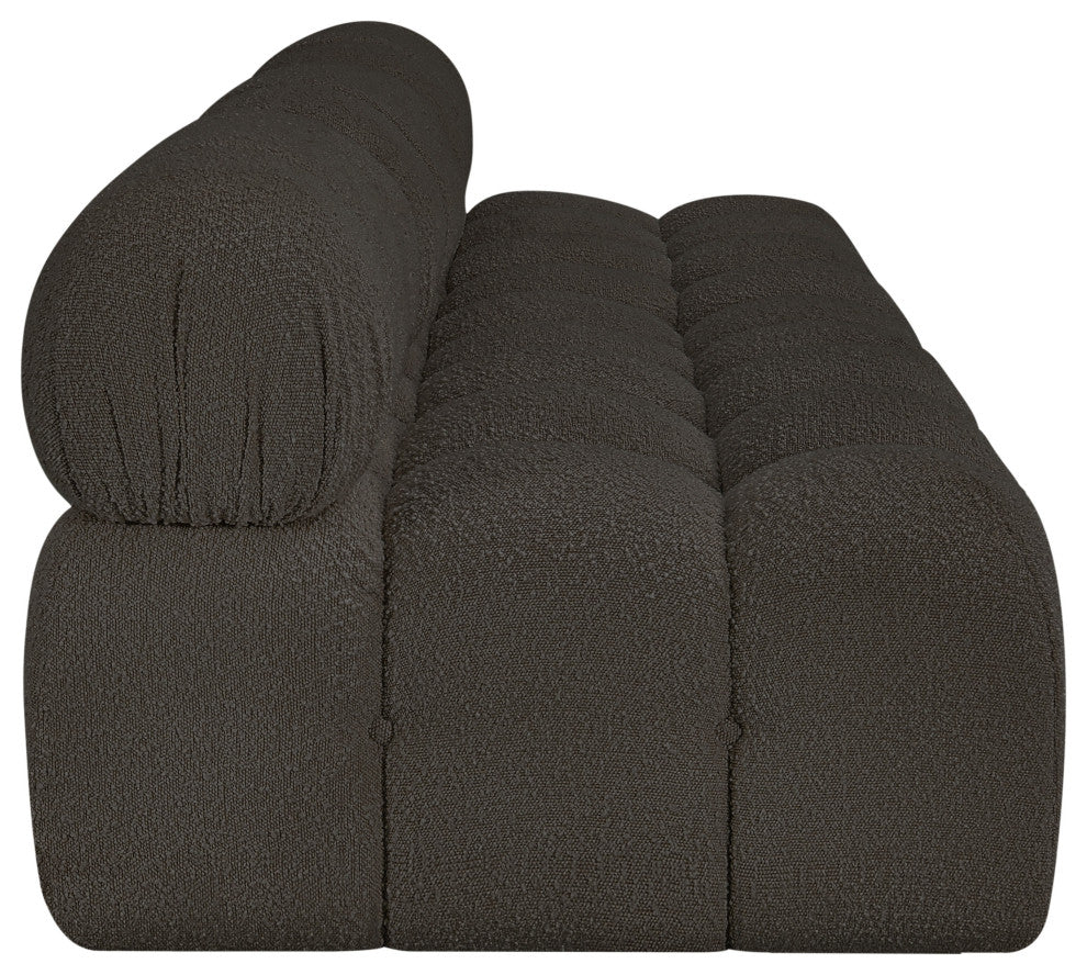 Ames Boucle Fabric Modular Sofa, Brown, 3-Piece: 3 Armless Chair