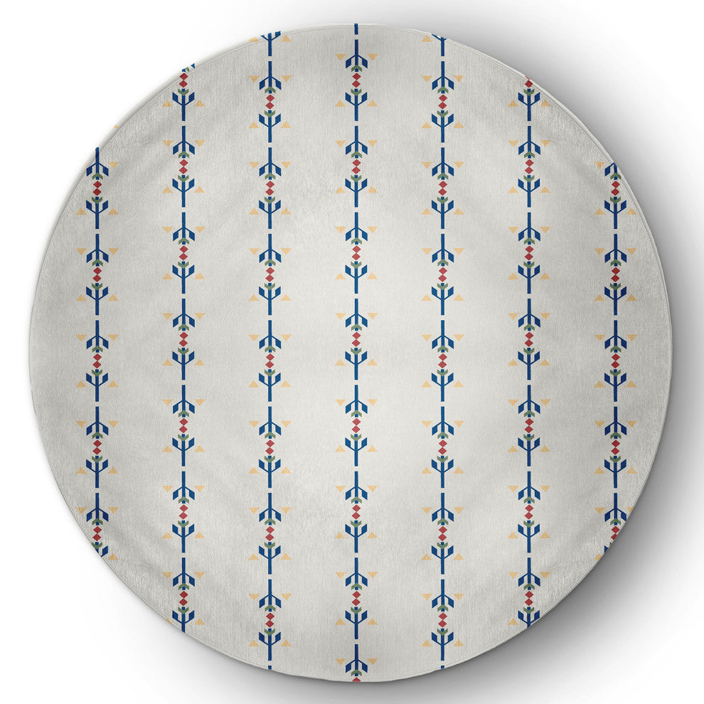 Jodhpur Stripe Spring Chenille Rug, Dark Cobalt Blue, 5' Round