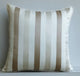 Beige Throw Pillow Cover, Ivory Stripe 18"x18" Silk, Striped With Beige